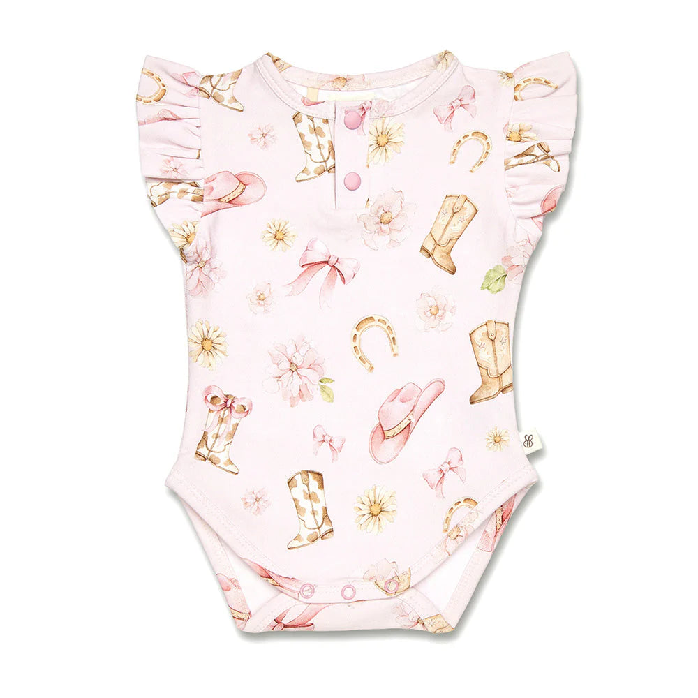 Boots &amp; Bows Short Sleeve Organic Bodysuit