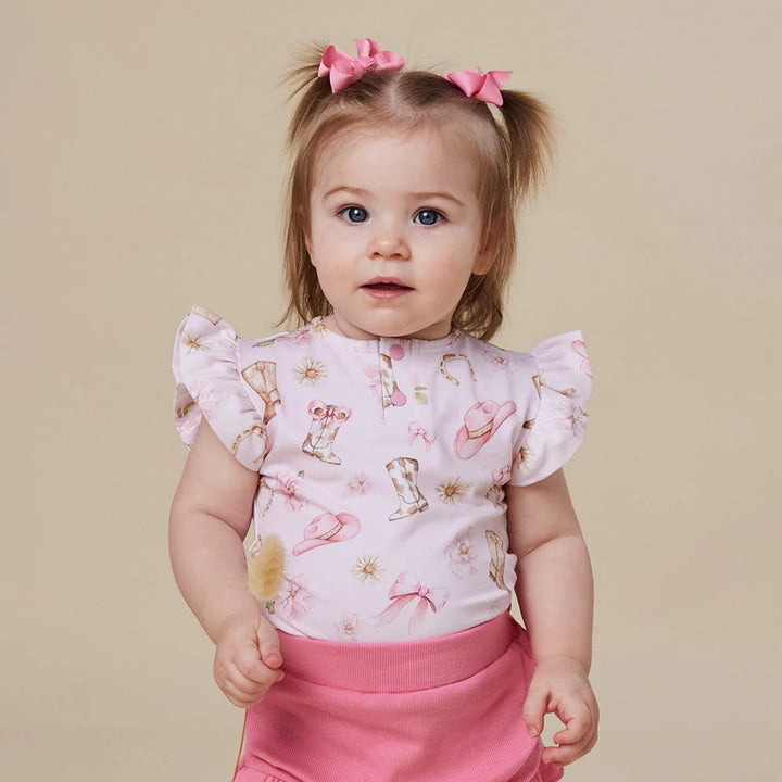 Boots &amp; Bows Short Sleeve Organic Bodysuit