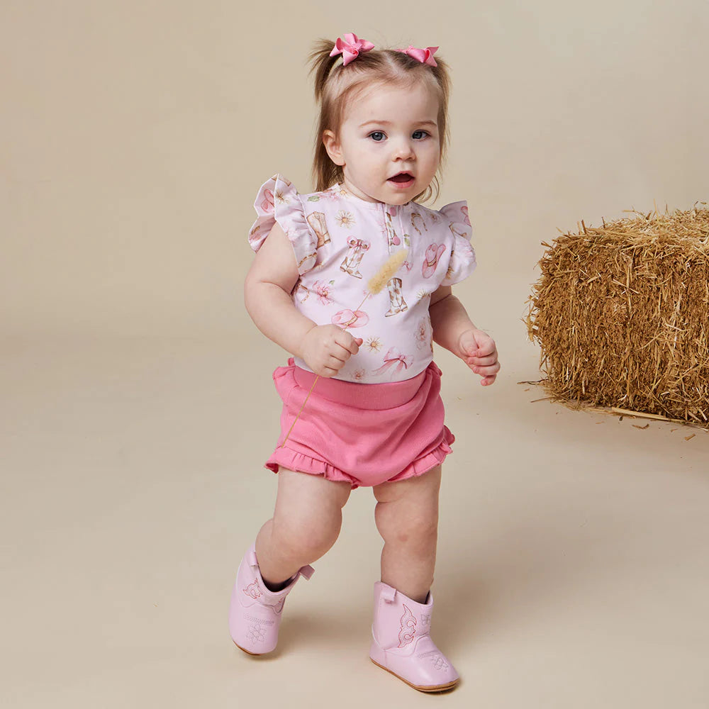 Boots &amp; Bows Short Sleeve Organic Bodysuit