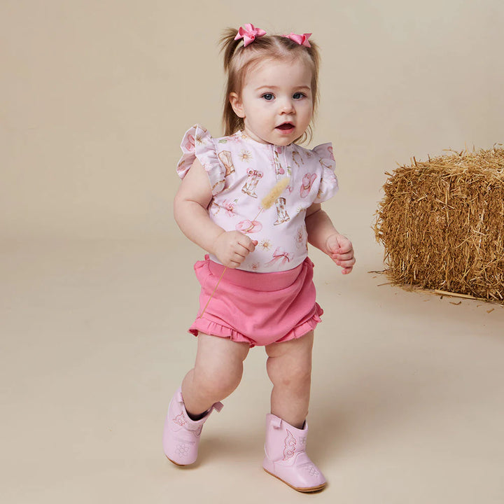 Boots &amp; Bows Short Sleeve Organic Bodysuit