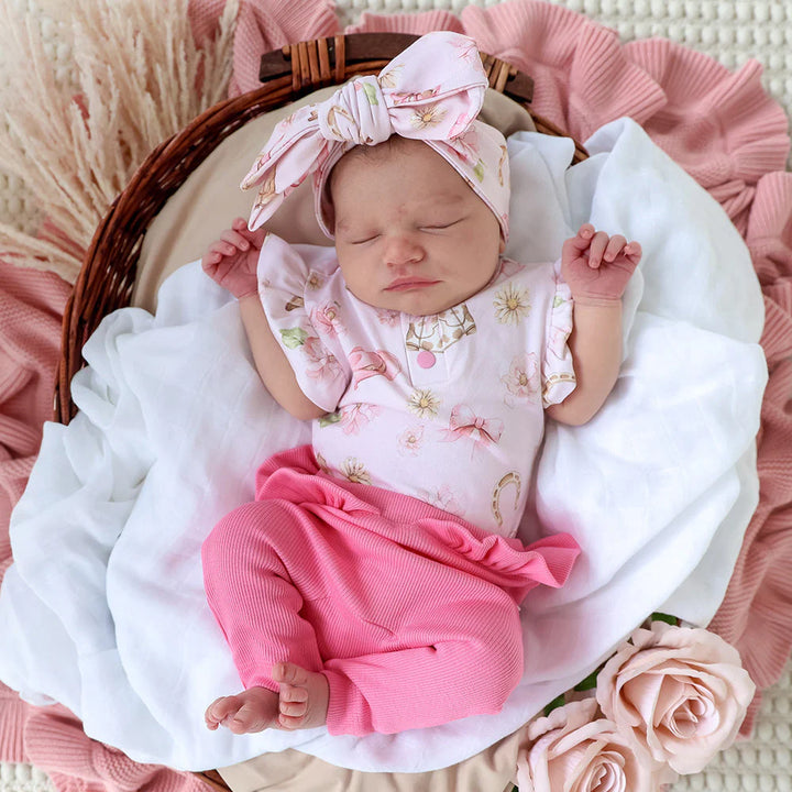 Boots &amp; Bows Short Sleeve Organic Bodysuit