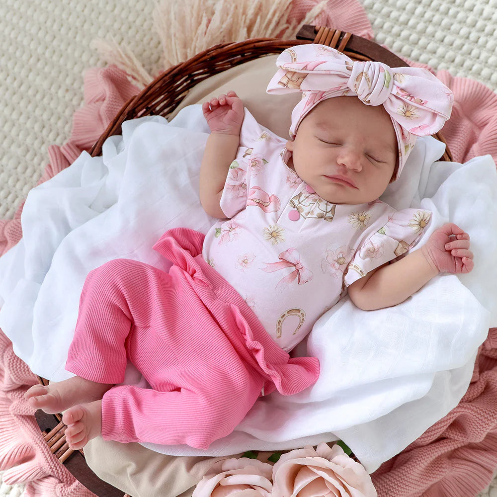 Boots &amp; Bows Short Sleeve Organic Bodysuit