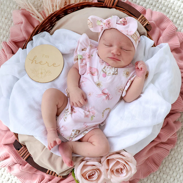 Boots &amp; Bows Short Sleeve Organic Bodysuit