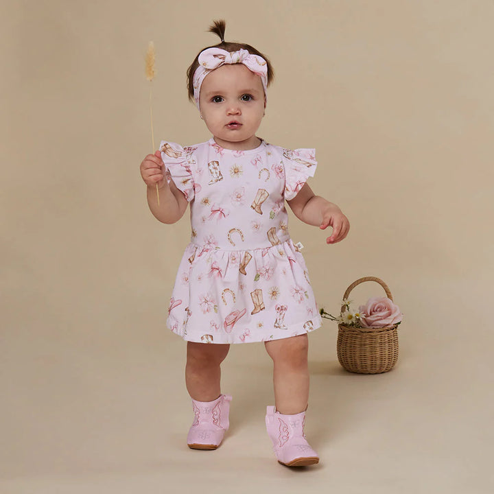 Boots &amp; Bows Short Sleeve Organic Dress