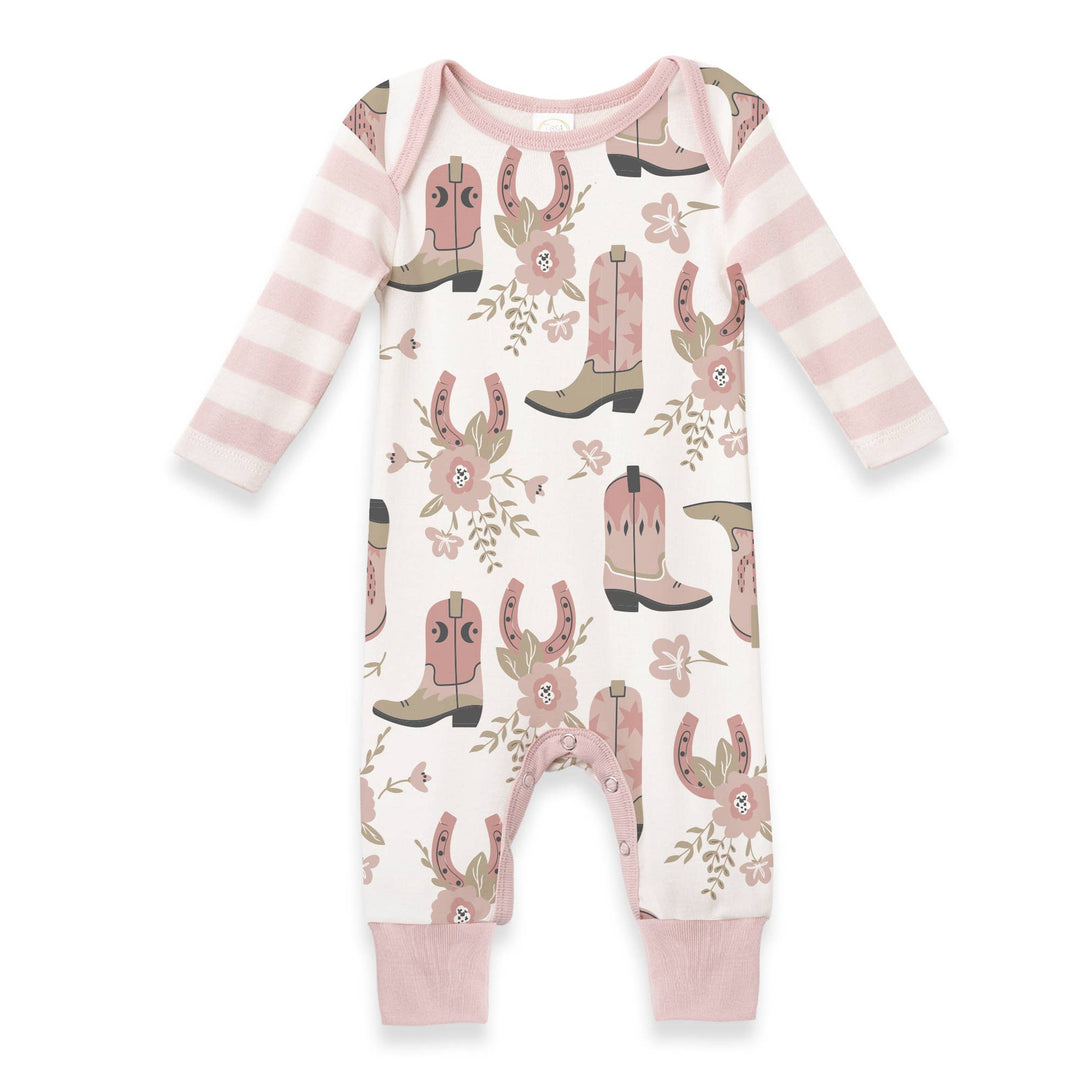 Baby Girl's Cowgirl Boots Cotton Romper