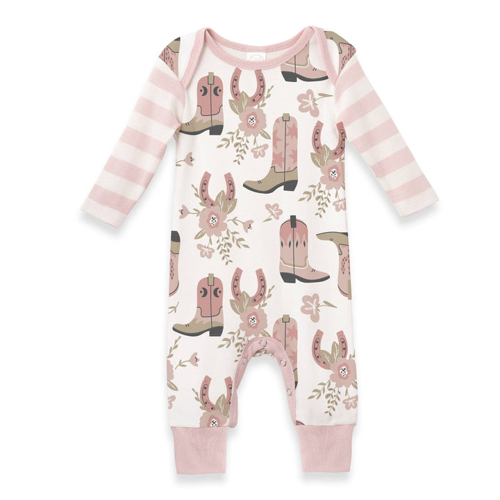 Baby Girl's Cowgirl Boots Cotton Romper