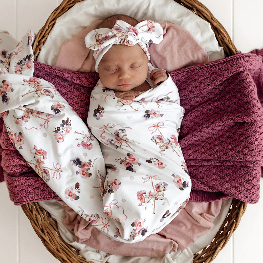 Carousel Organic Jesery Wrap &amp; Top Knot Set