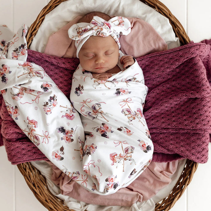 Carousel Organic Jesery Wrap &amp; Top Knot Set