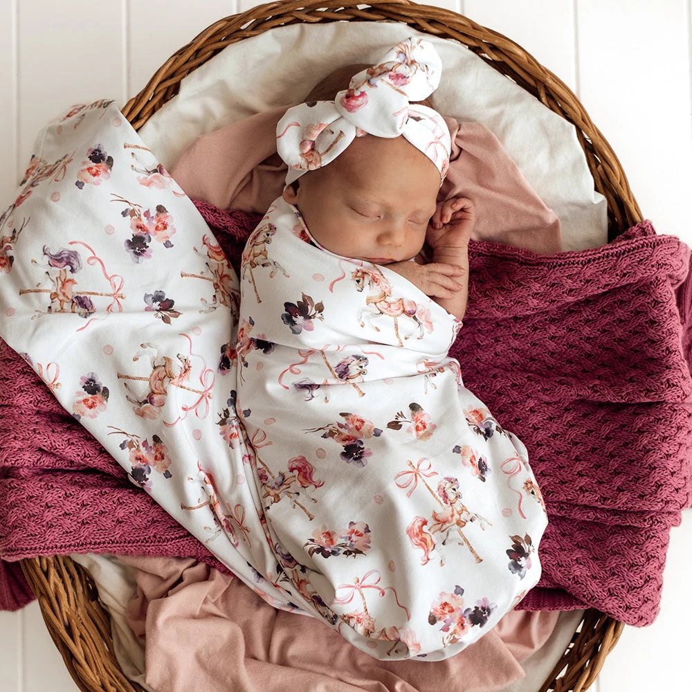 Carousel Organic Jesery Wrap &amp; Top Knot Set