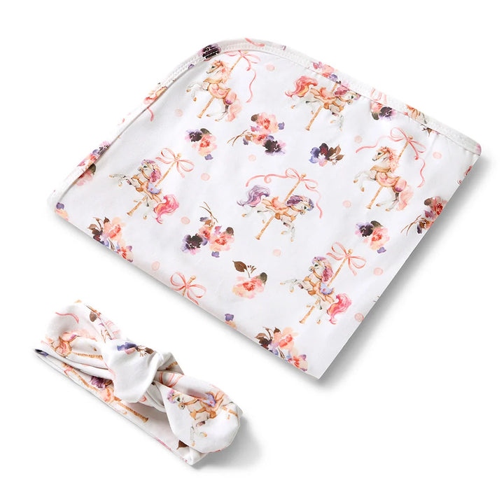 Carousel Organic Jesery Wrap &amp; Top Knot Set