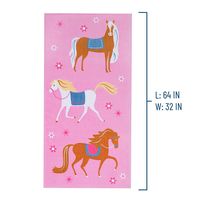 Colourful Horses Horses 100% Cotton Beach Towel - The Glamorous Grub
