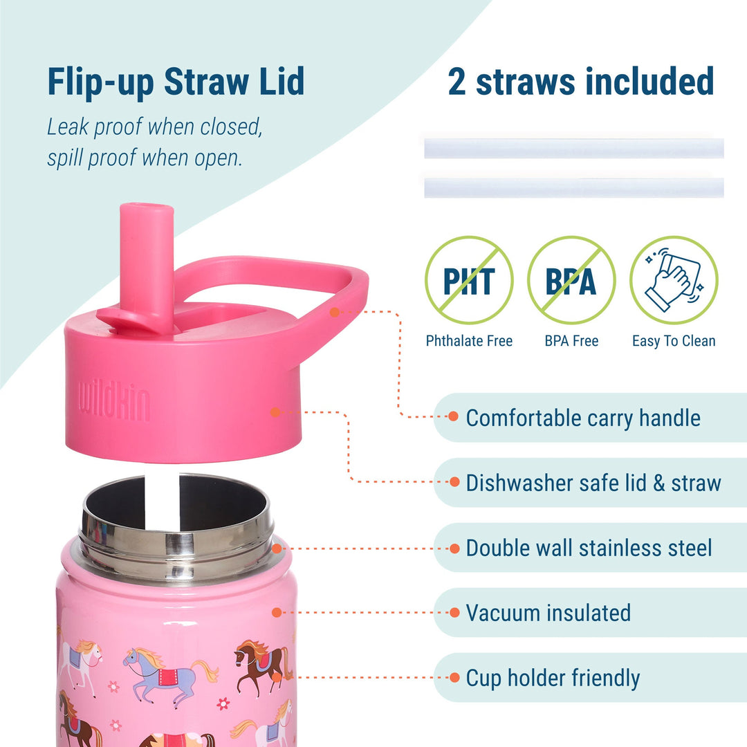 Colourful Horses Steel Water Bottle - The Glamorous Grub