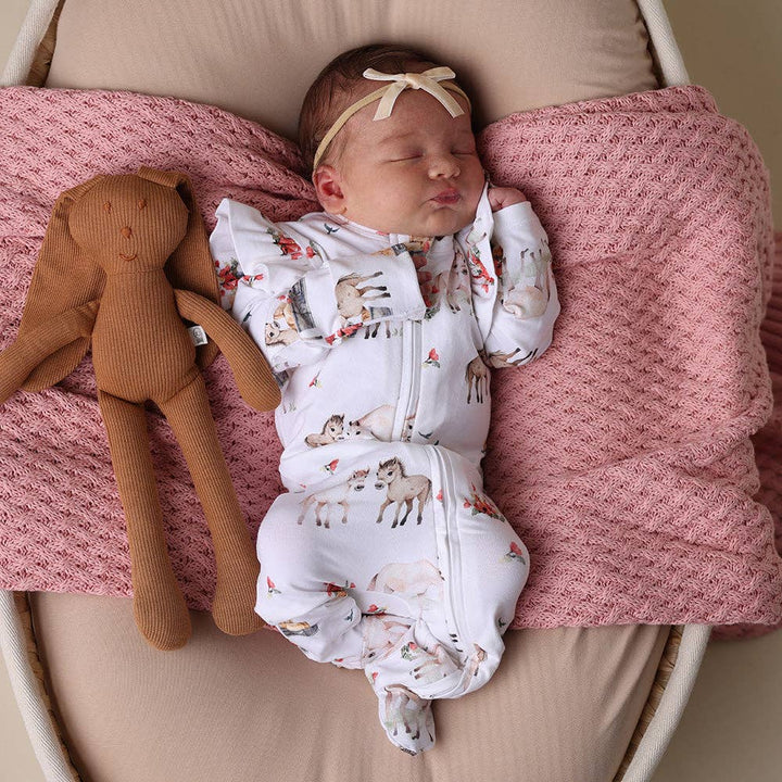 Pony Pals Organic Snuggle Sleepsuit Zip Footie with Frill