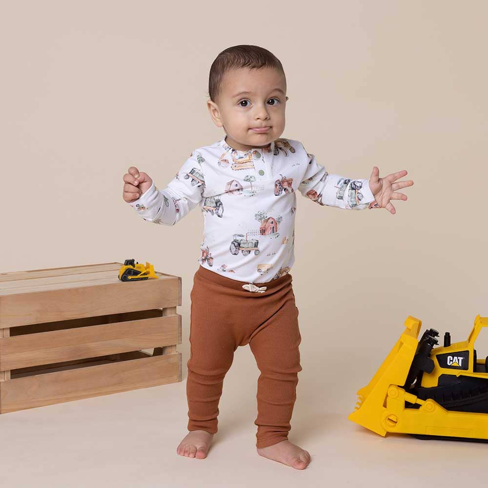 Diggers & Tractors Long Sleeve Organic Bodysuit - The Glamorous Grub