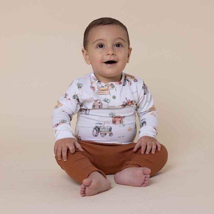 Diggers & Tractors Long Sleeve Organic Bodysuit - The Glamorous Grub