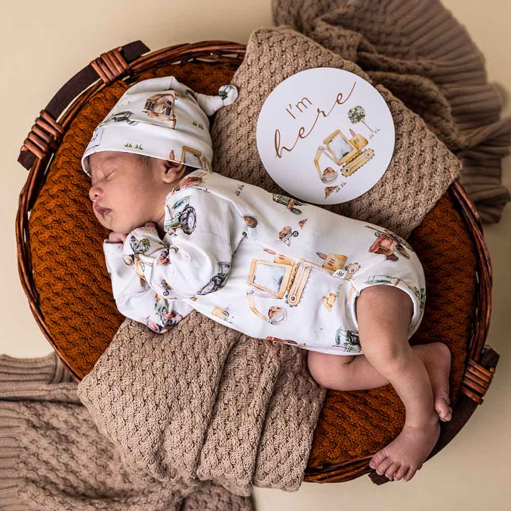 Diggers & Tractors Long Sleeve Organic Bodysuit - The Glamorous Grub