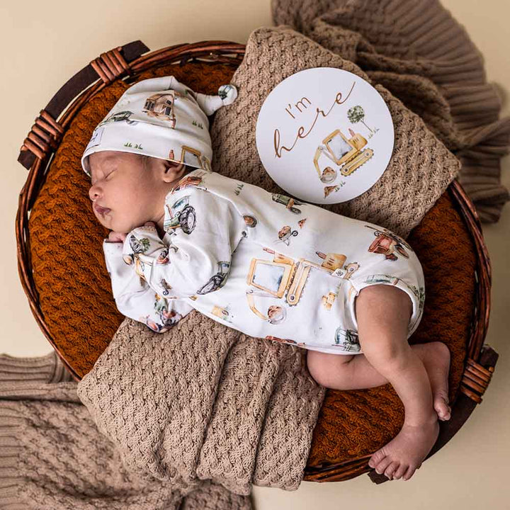 Diggers & Tractors Long Sleeve Organic Bodysuit - The Glamorous Grub