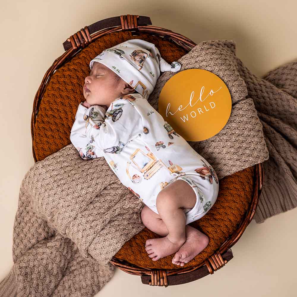 Diggers & Tractors Long Sleeve Organic Bodysuit - The Glamorous Grub
