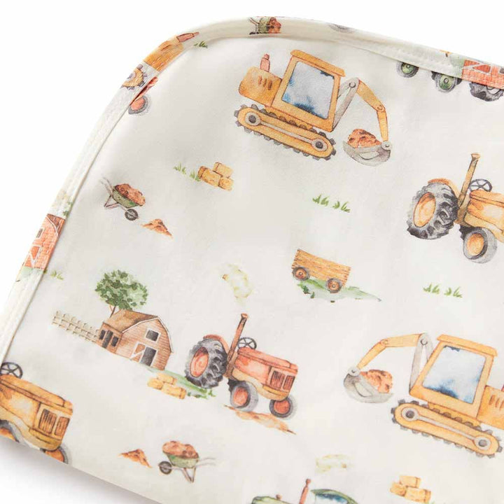 Diggers & Tractors Organic Jersey Wrap & Beanie Set - The Glamorous Grub