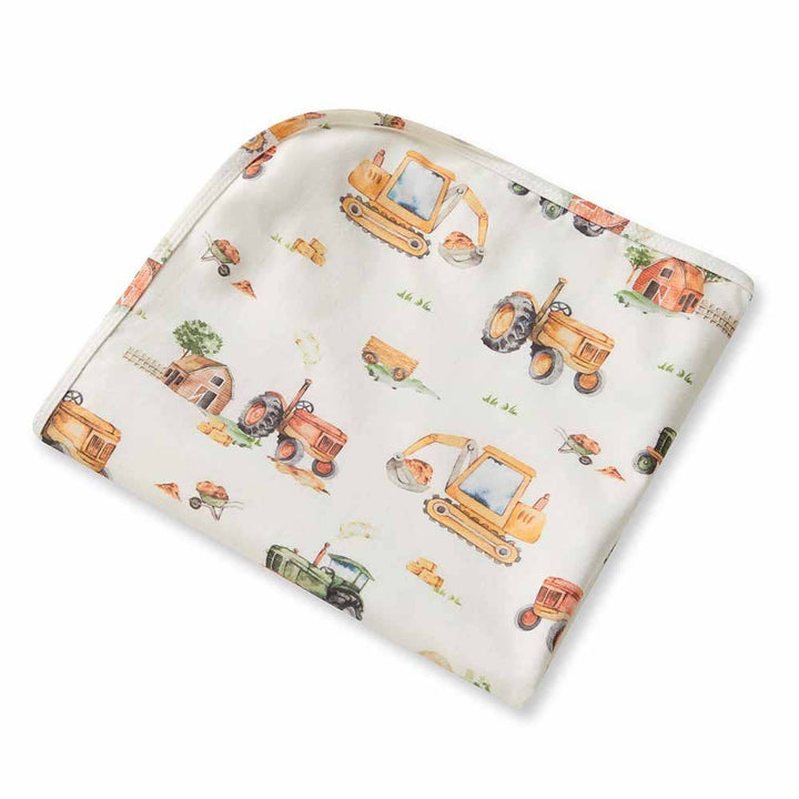 Diggers & Tractors Organic Jersey Wrap & Beanie Set - The Glamorous Grub