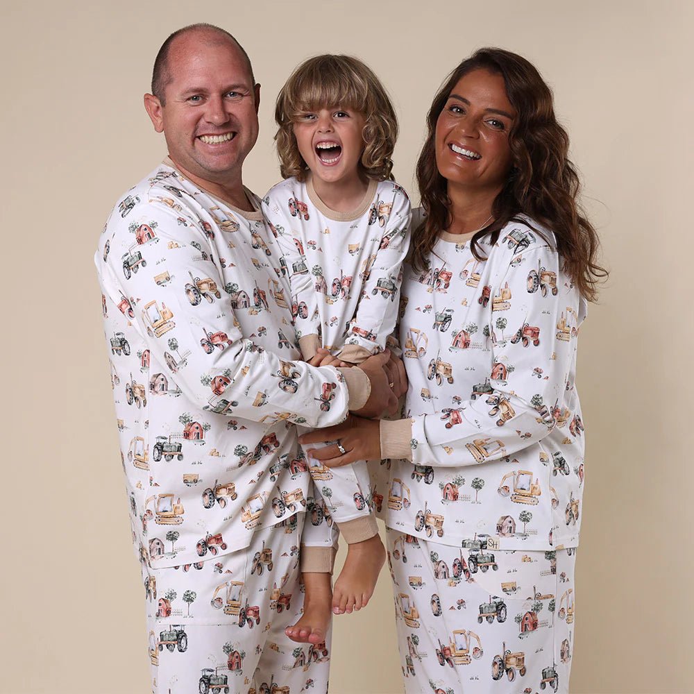 Diggers & Tractors Organic Kids Long Sleeve PJ Set - The Glamorous Grub