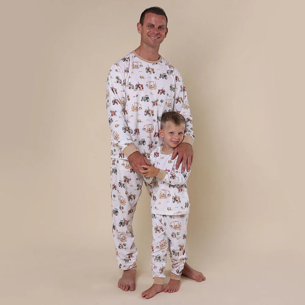 Diggers & Tractors Organic Kids Long Sleeve PJ Set - The Glamorous Grub