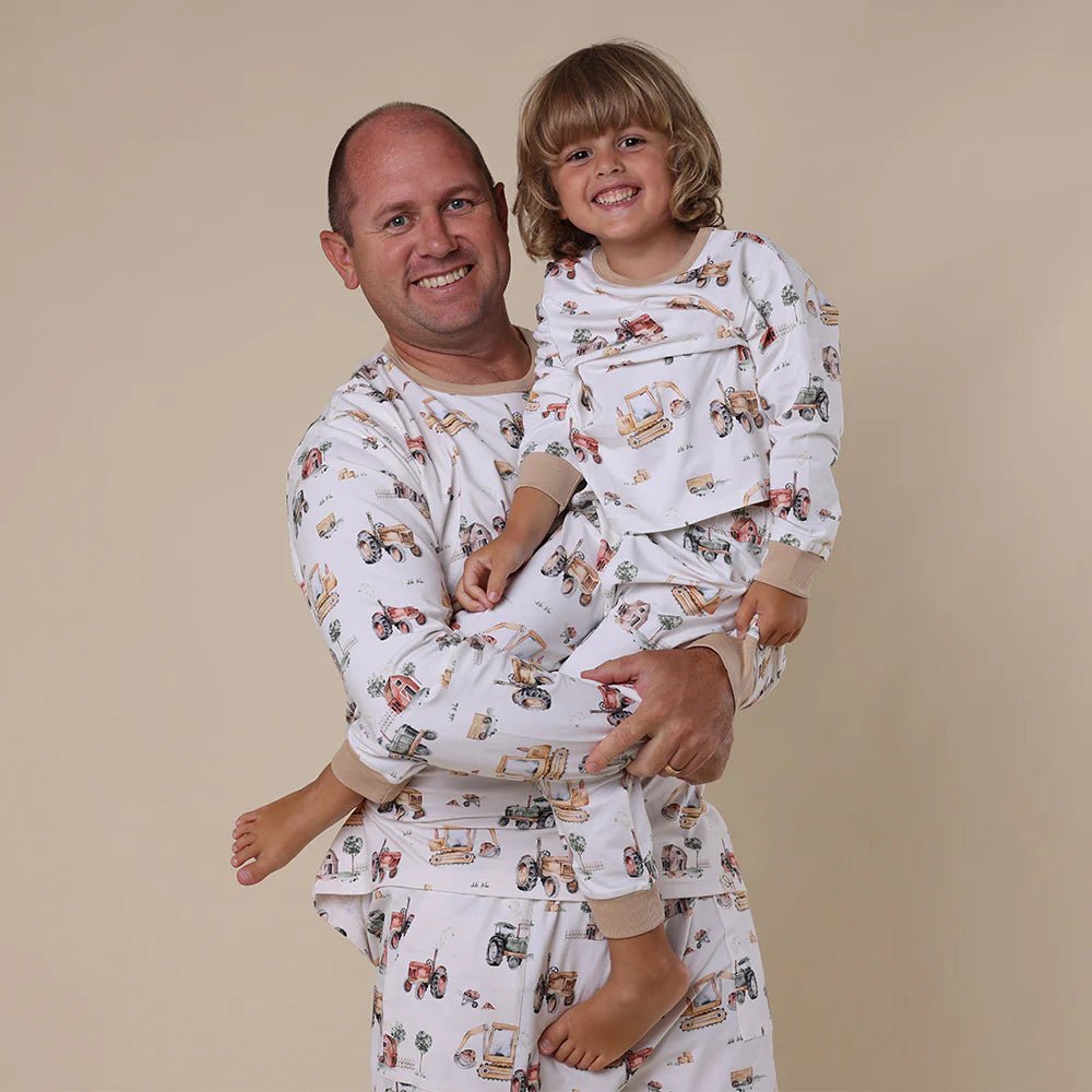 Diggers & Tractors Organic Kids Long Sleeve PJ Set - The Glamorous Grub