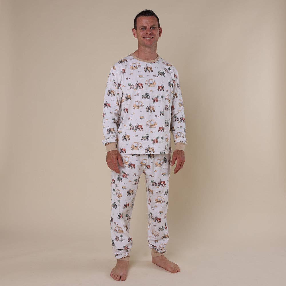 Diggers & Tractors Organic Mens Long Sleeve PJ Set - The Glamorous Grub
