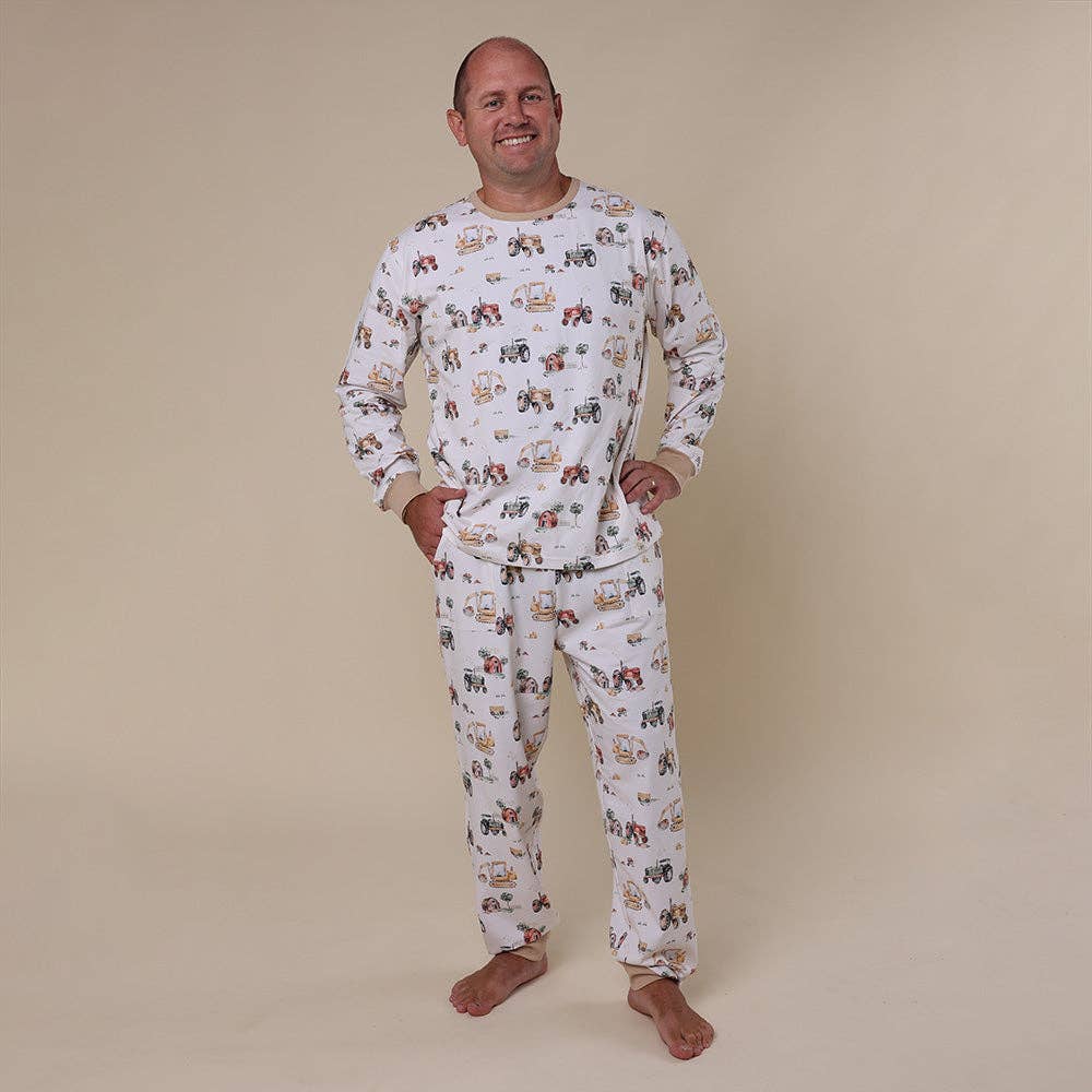 Diggers & Tractors Organic Mens Long Sleeve PJ Set - The Glamorous Grub