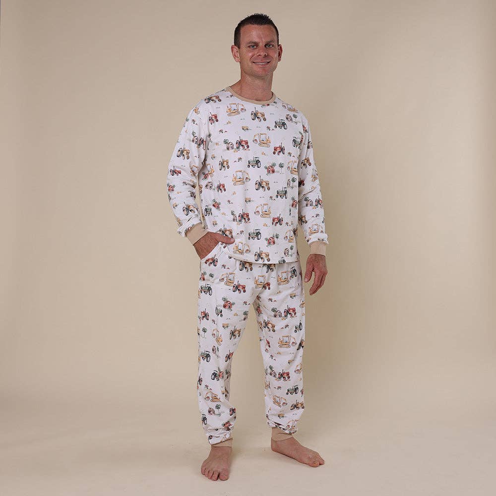 Diggers & Tractors Organic Mens Long Sleeve PJ Set - The Glamorous Grub