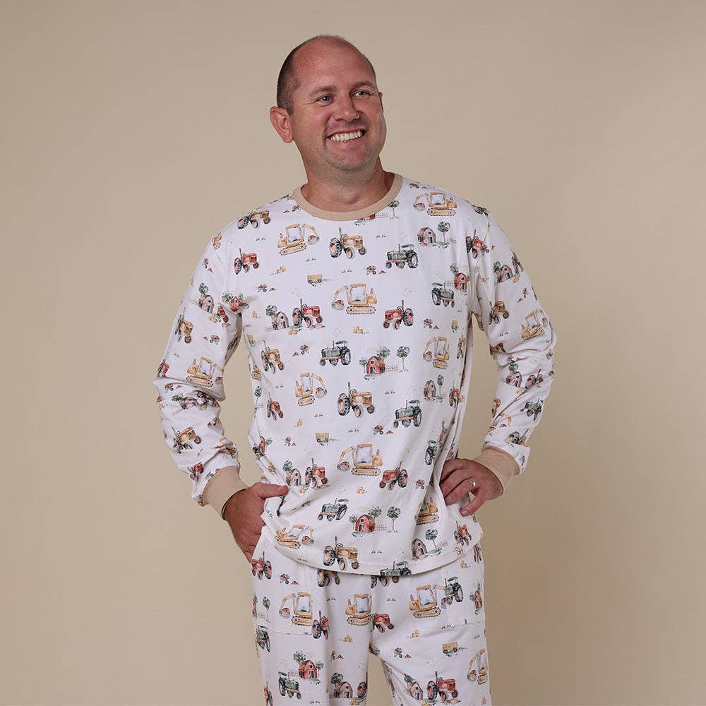 Diggers & Tractors Organic Mens Long Sleeve PJ Set - The Glamorous Grub
