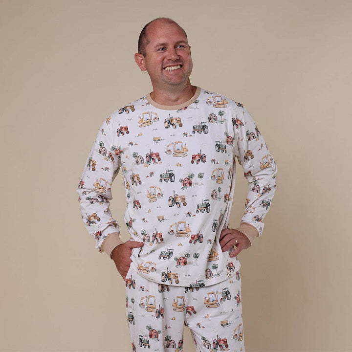 Diggers & Tractors Organic Mens Long Sleeve PJ Set - The Glamorous Grub