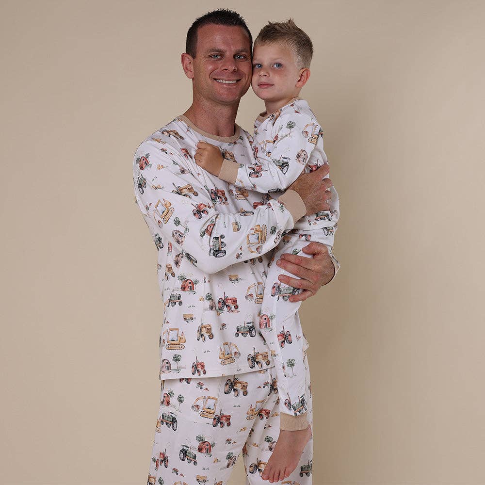 Diggers & Tractors Organic Mens Long Sleeve PJ Set - The Glamorous Grub