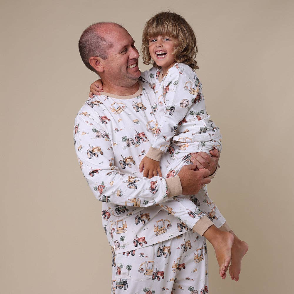 Diggers & Tractors Organic Mens Long Sleeve PJ Set - The Glamorous Grub