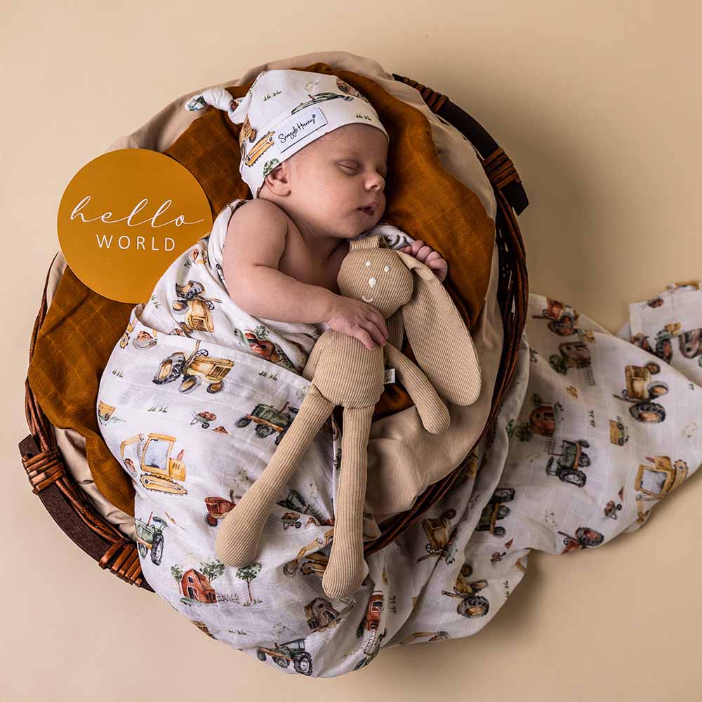 Diggers & Tractors Organic Muslin Wrap - The Glamorous Grub