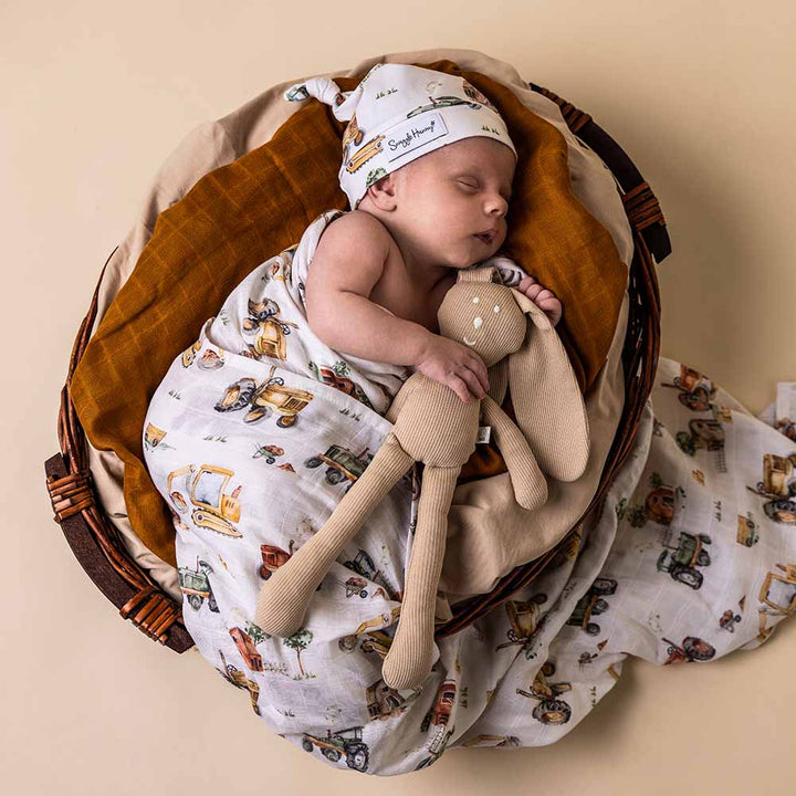 Diggers & Tractors Organic Muslin Wrap - The Glamorous Grub