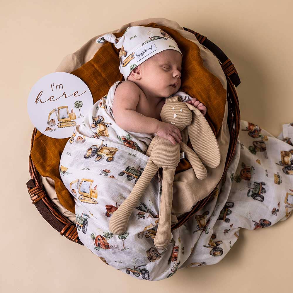 Diggers & Tractors Organic Muslin Wrap - The Glamorous Grub