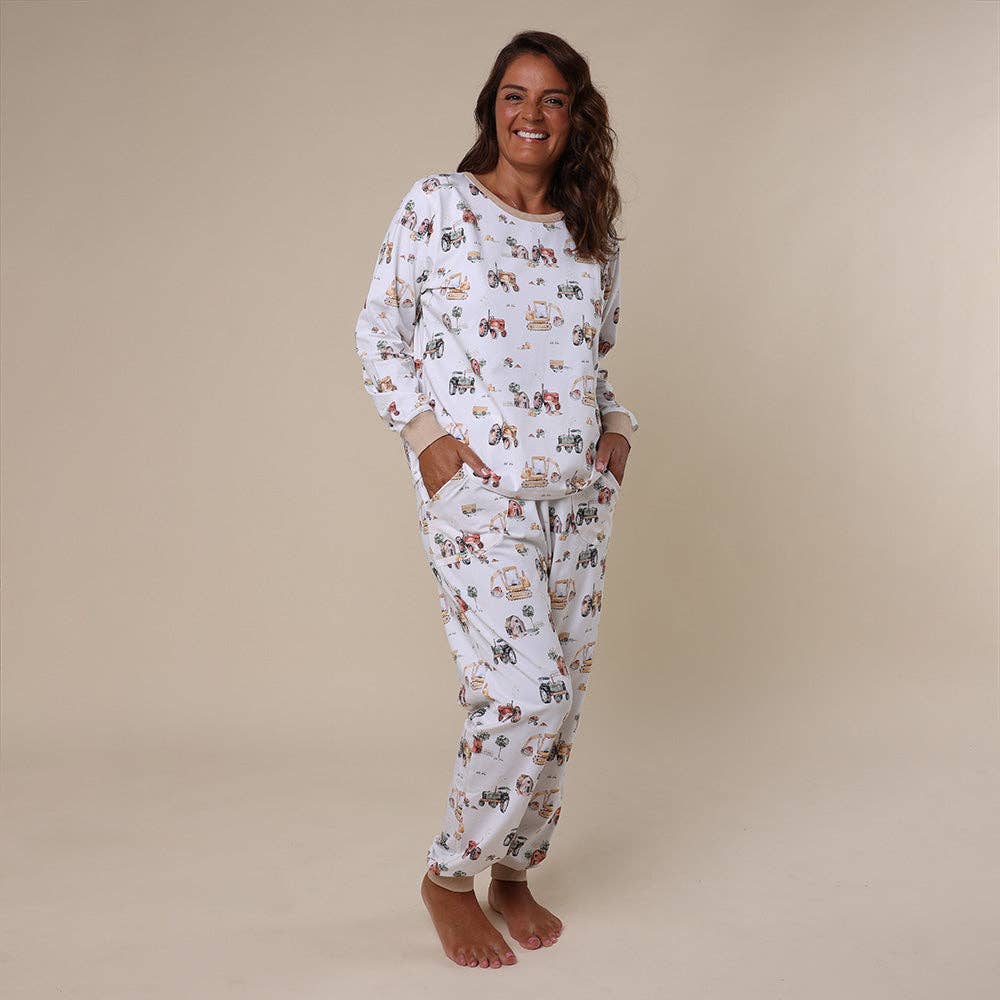 Diggers & Tractors Organic Womens Long Sleeve PJ Set - The Glamorous Grub