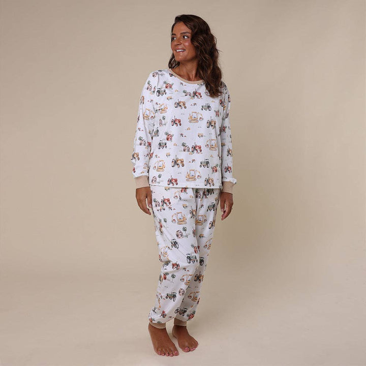 Diggers & Tractors Organic Womens Long Sleeve PJ Set - The Glamorous Grub