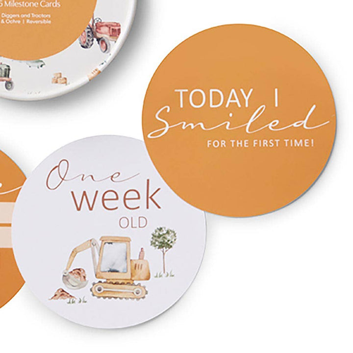 Diggers & Tractors Reversible Milestone Cards - The Glamorous Grub