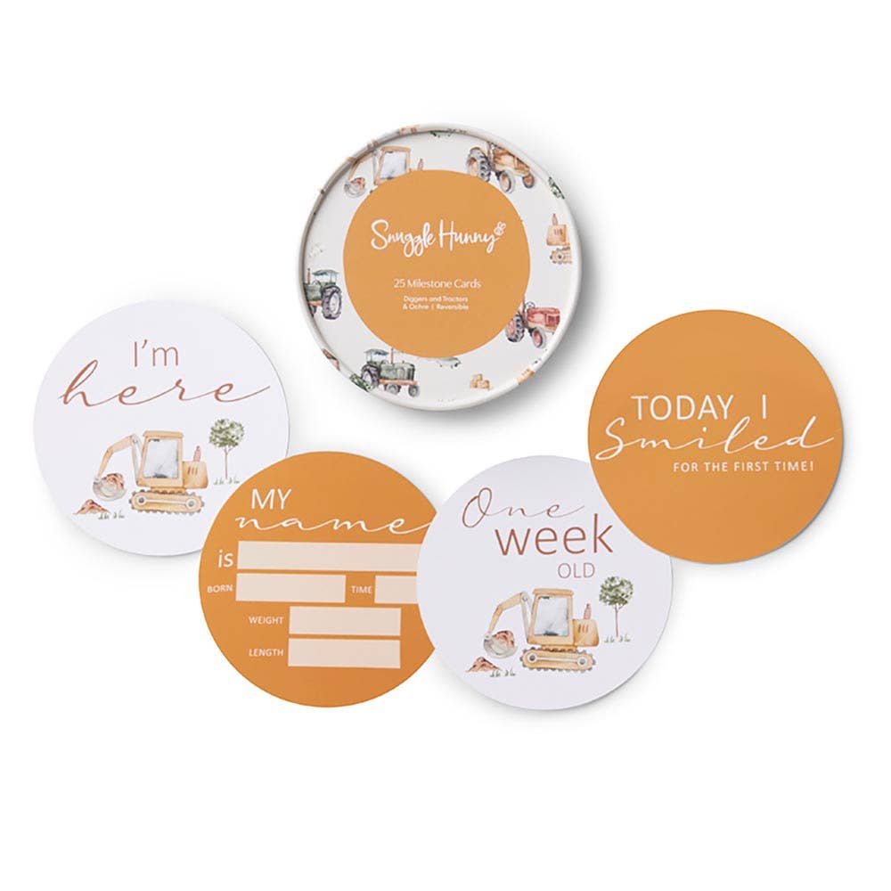 Diggers & Tractors Reversible Milestone Cards - The Glamorous Grub