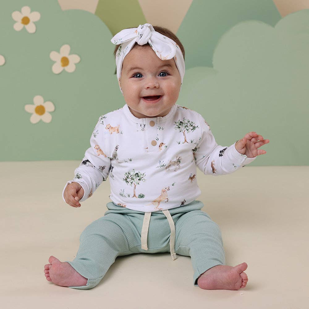 Dog Park Long Sleeve Organic Bodysuit - The Glamorous Grub