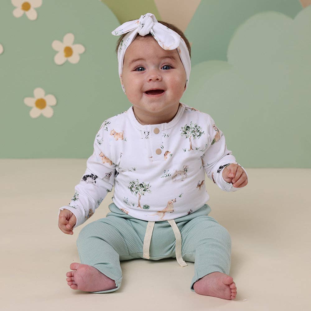 Dog Park Long Sleeve Organic Bodysuit - The Glamorous Grub