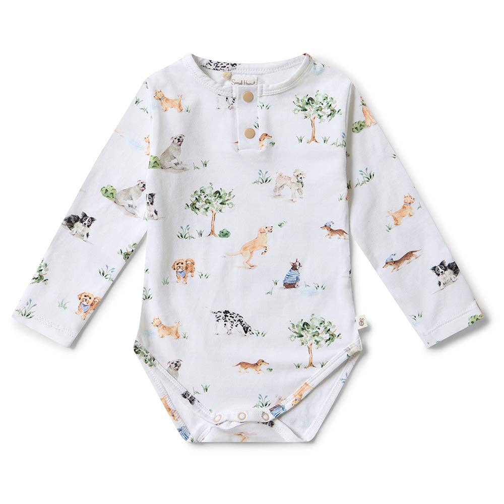 Dog Park Long Sleeve Organic Bodysuit - The Glamorous Grub