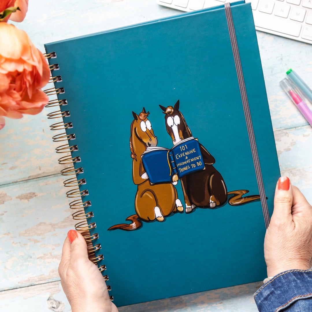 Emily Cole '101 expensive and inconvenient things to do’ A4 Dotted Hardback Notebook - The Glamorous Grub