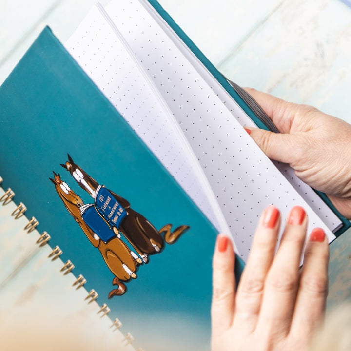 Emily Cole '101 expensive and inconvenient things to do’ A4 Dotted Hardback Notebook - The Glamorous Grub