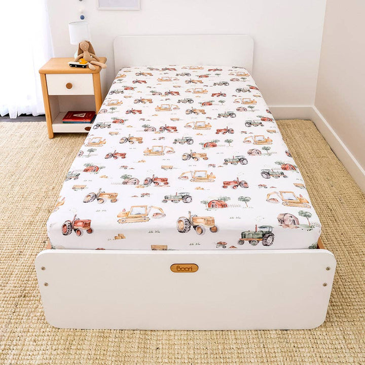 Diggers &amp; Tractors Organic Cotton Fitted Sheet - Single Bed