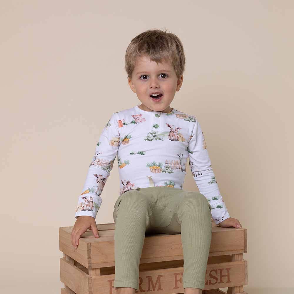 Farm Long Sleeve Organic Bodysuit - The Glamorous Grub