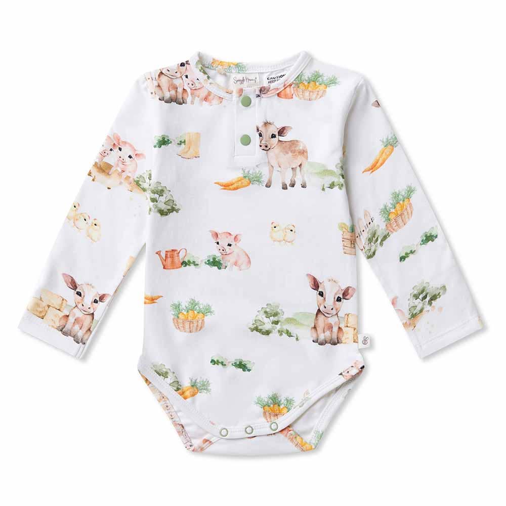 Farm Long Sleeve Organic Bodysuit - The Glamorous Grub