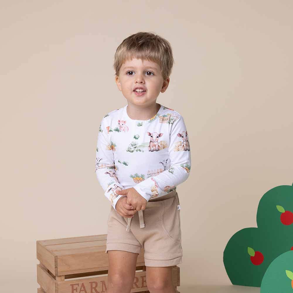 Farm Long Sleeve Organic Bodysuit - The Glamorous Grub